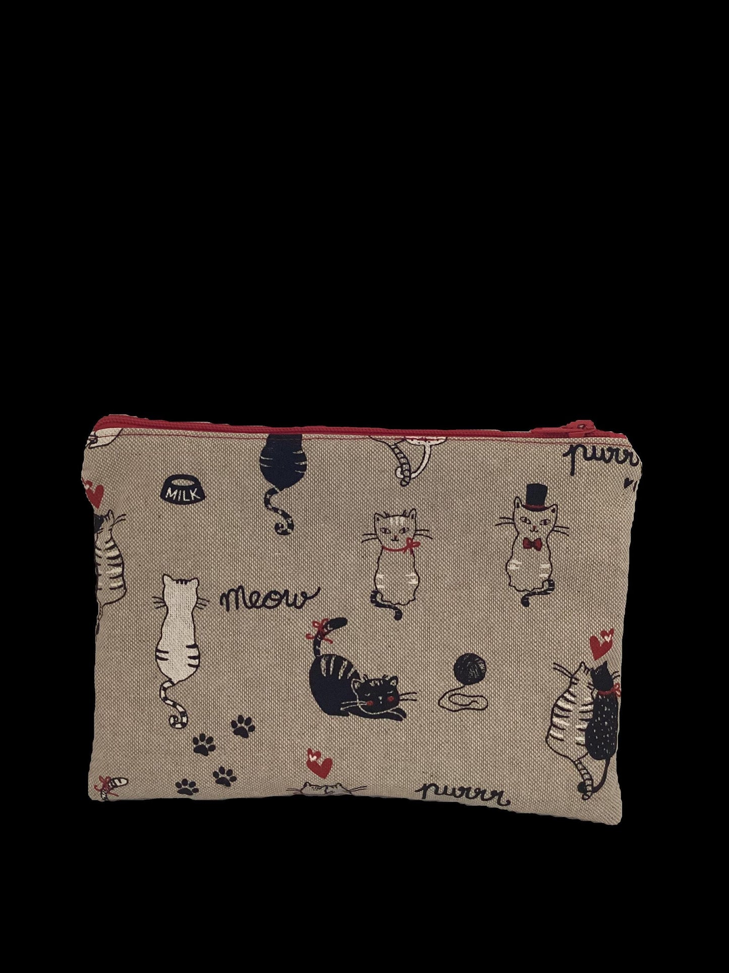 pochette en tissu coton chat