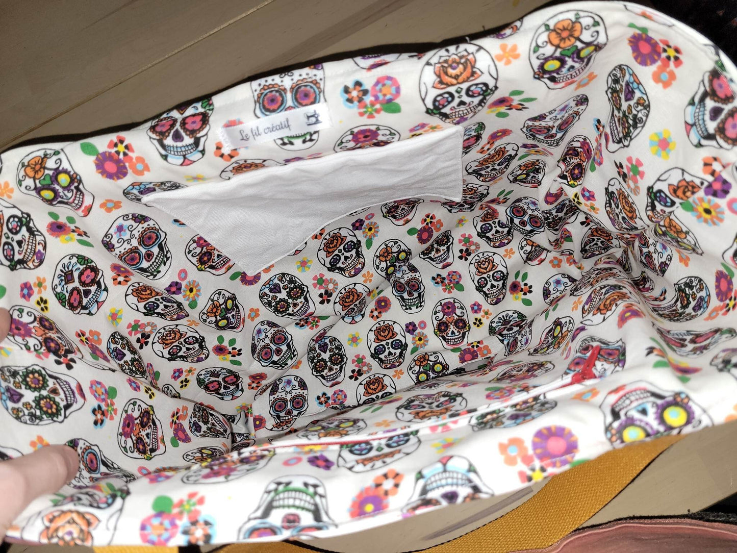 sac fourre - tout en simili cuir tête de mort