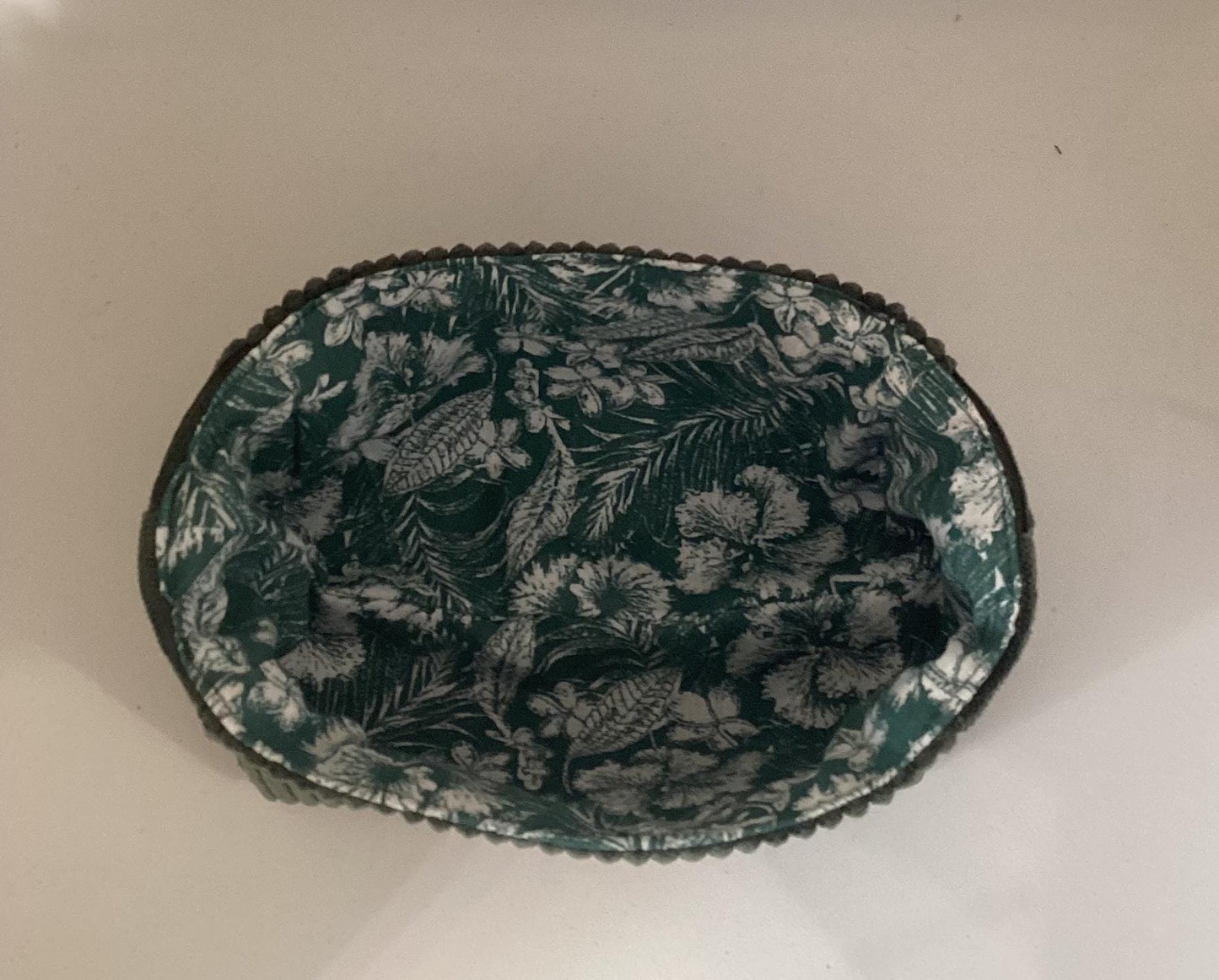 Vide poche en velours côtelé et  coton Fleuri