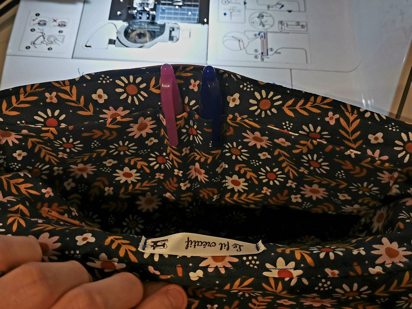 sac à main simili cuir fleuri