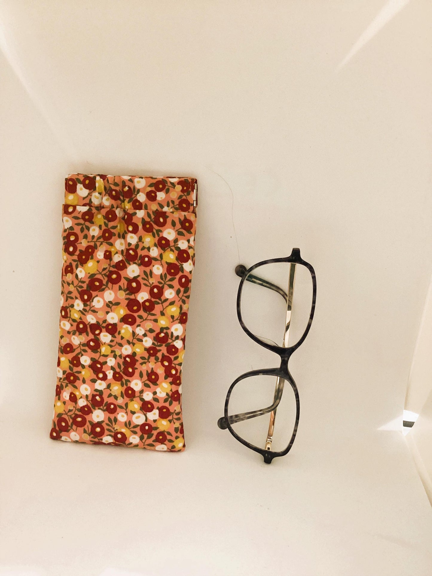 étui à lunette fleuri en tissu coton